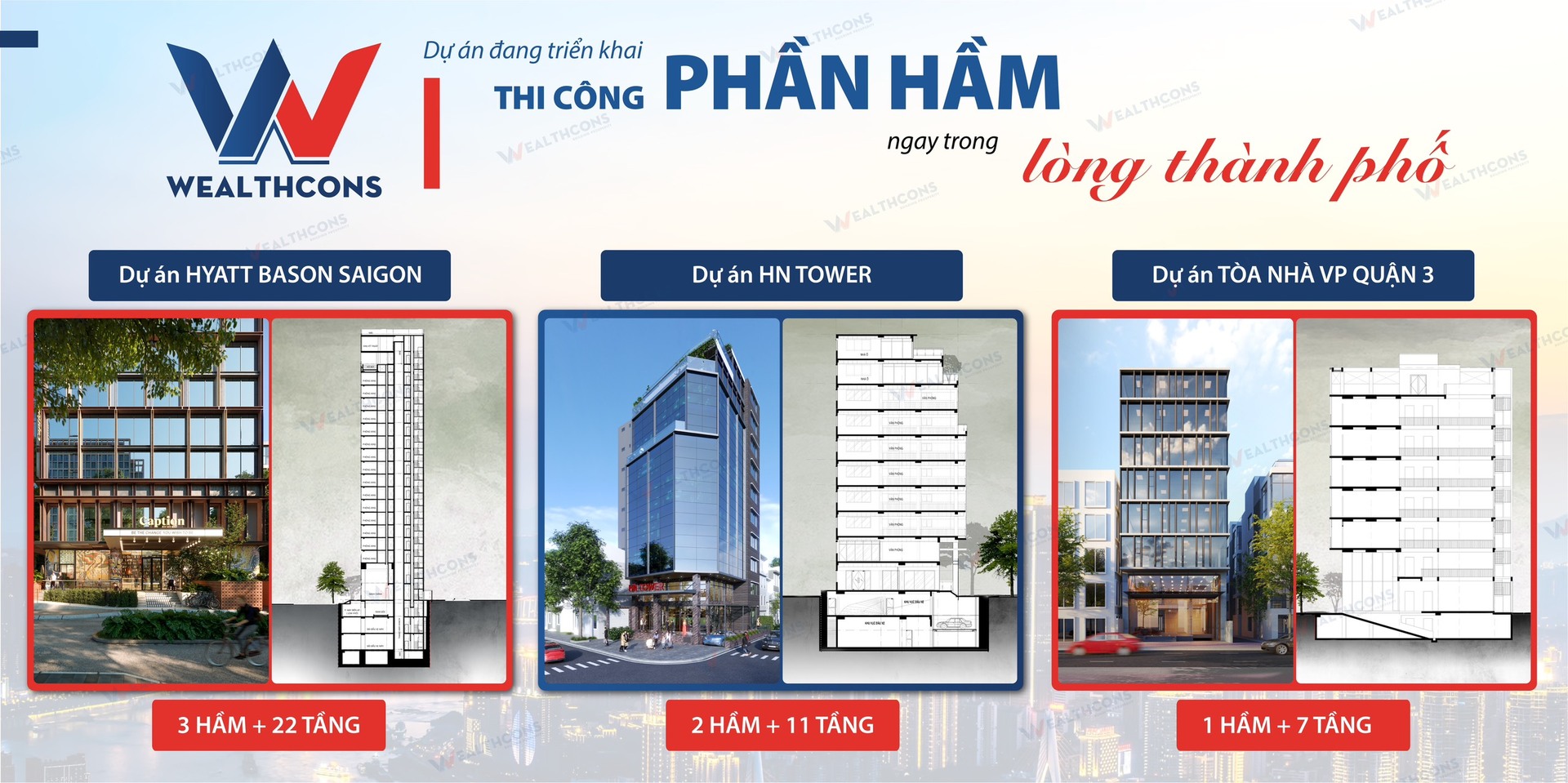WEALTHCONS - PROUDLY OVERCOMING ALL CHALLENGES PROJECT WITH BASEMENT IN HO CHI MINH CITY